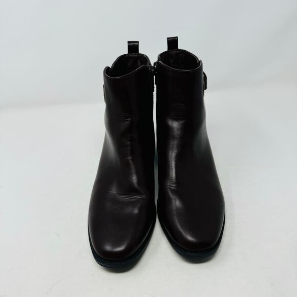 Ann Taylor Womens Ankle Leather Boots Round Toe Cherry Zipped Sides Sz 6.5 - Picture 4 of 15